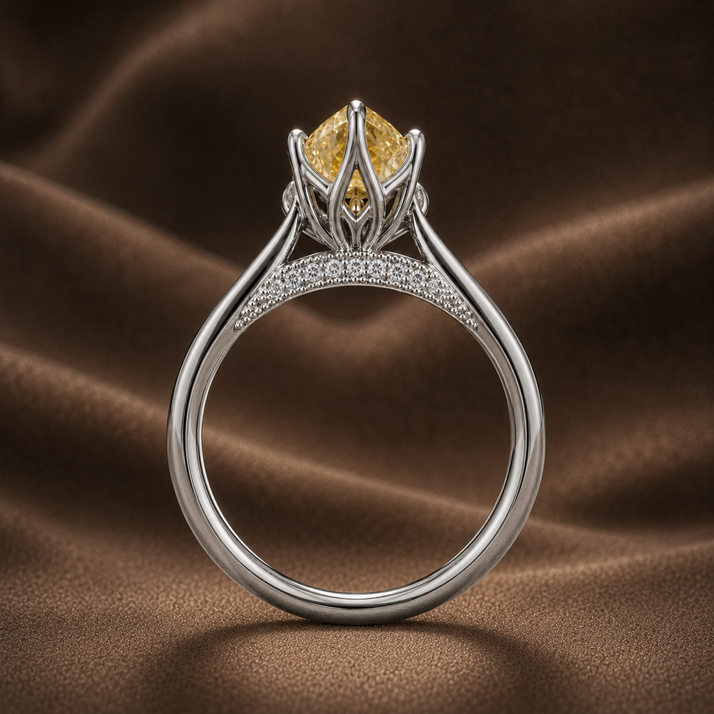 The Golden Tulip: Fancy Yellow Marquise Diamond Solitaire