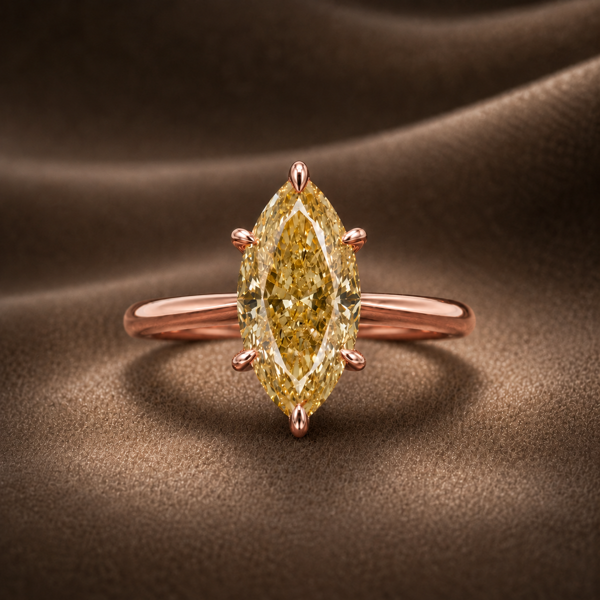 The Golden Tulip: Fancy Yellow Marquise Diamond Solitaire