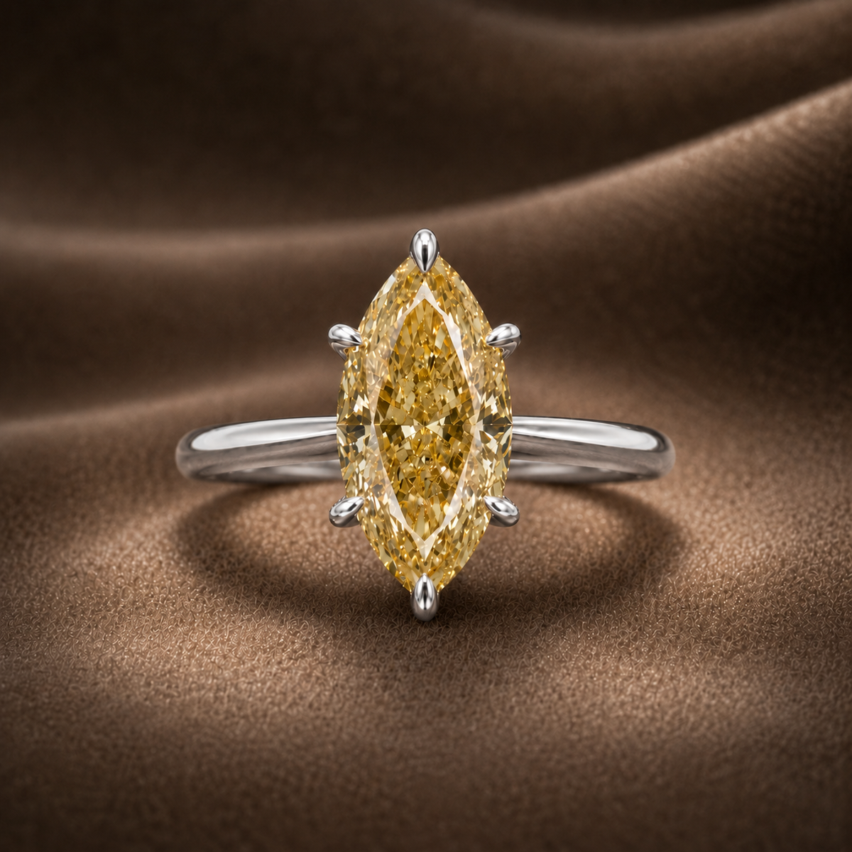The Golden Tulip: Fancy Yellow Marquise Diamond Solitaire