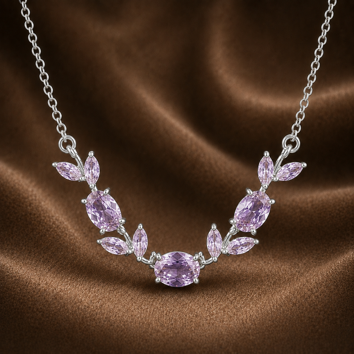 Whispering Leaves Lavender Necklace