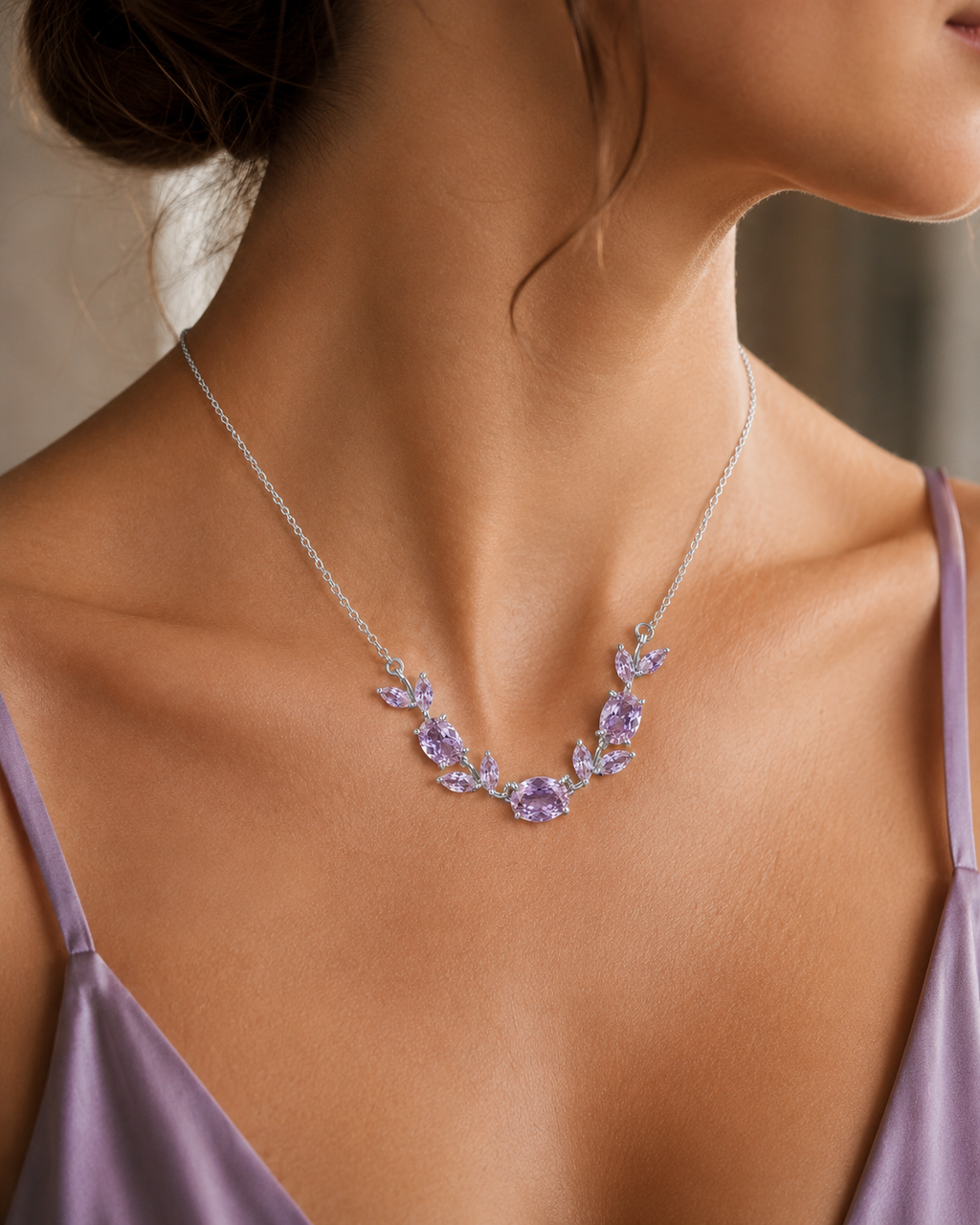 Whispering Leaves Lavender Necklace