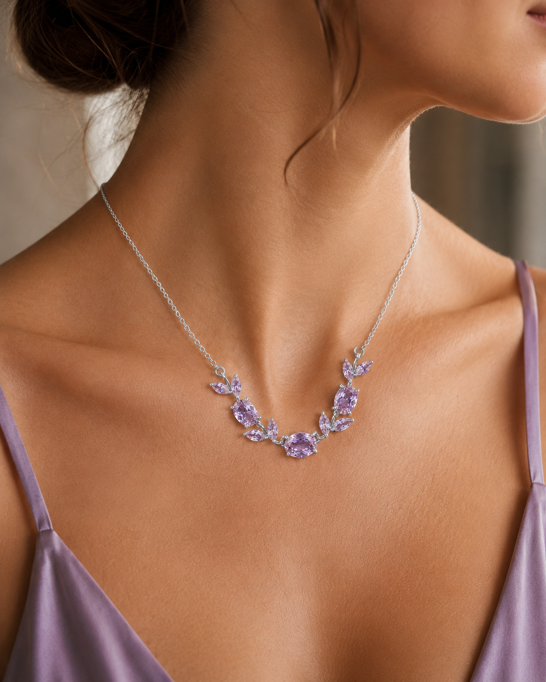 Whispering Leaves Lavender Necklace