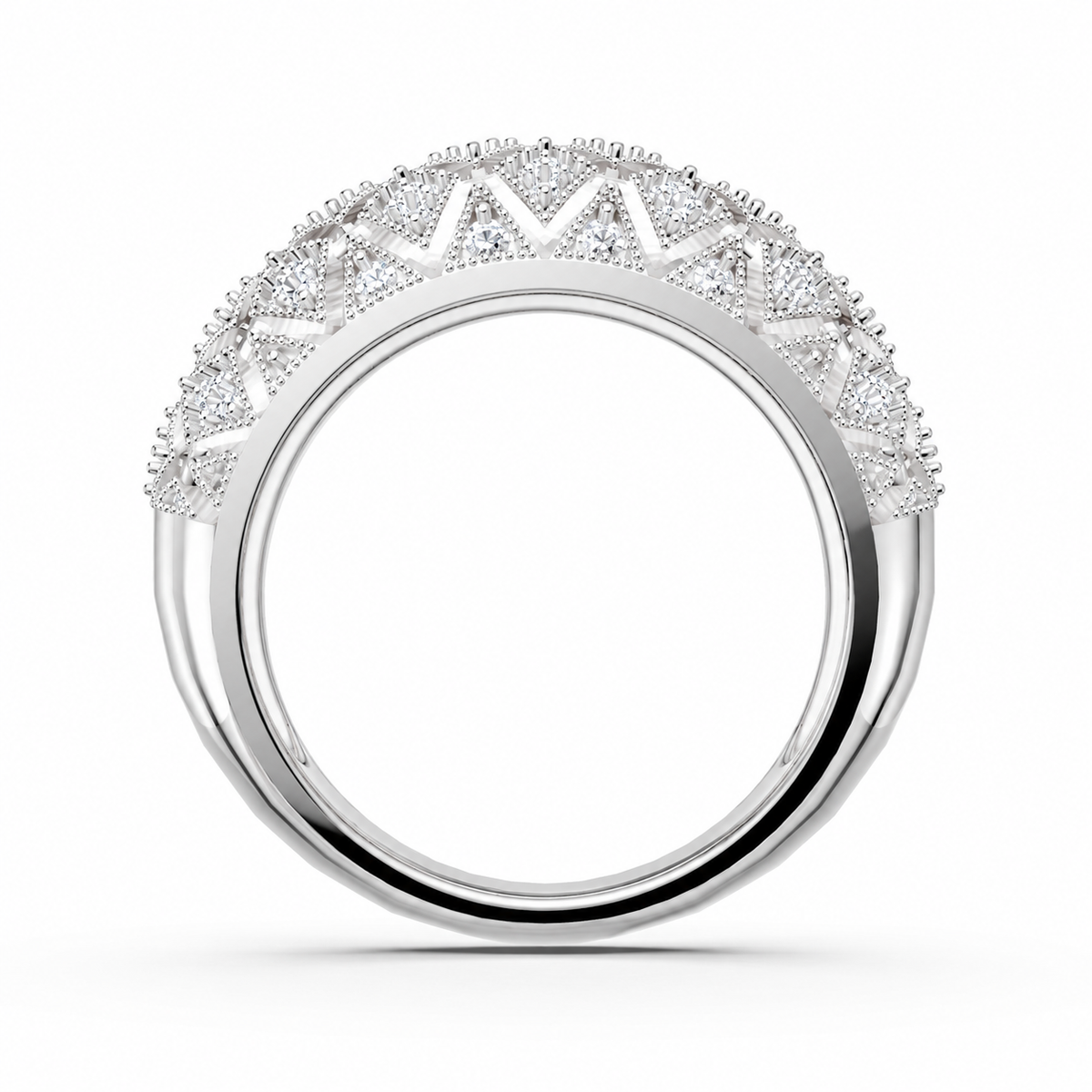 Women’s Certified Natural Diamond Vintage Filigree Wide Statement Band