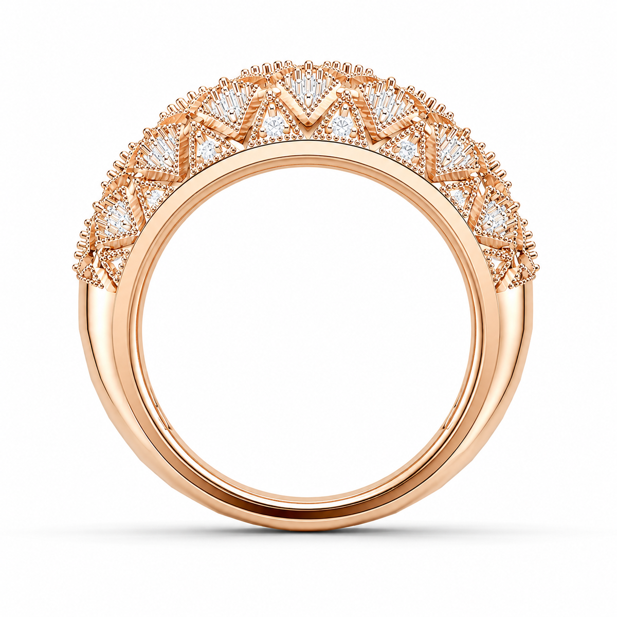 Women’s Certified Natural Diamond Vintage Filigree Wide Statement Band