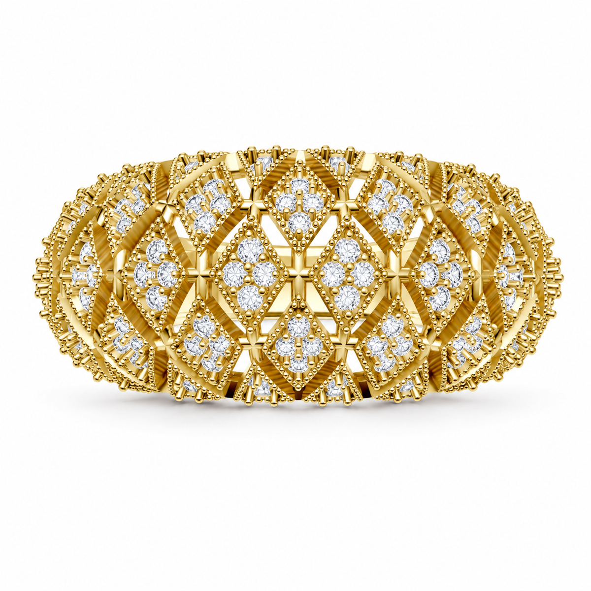 Women’s Certified Natural Diamond Vintage Filigree Wide Statement Band