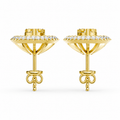 Natural Diamond Heart Halo Stud Earrings in 14K / 18K Solid Gold