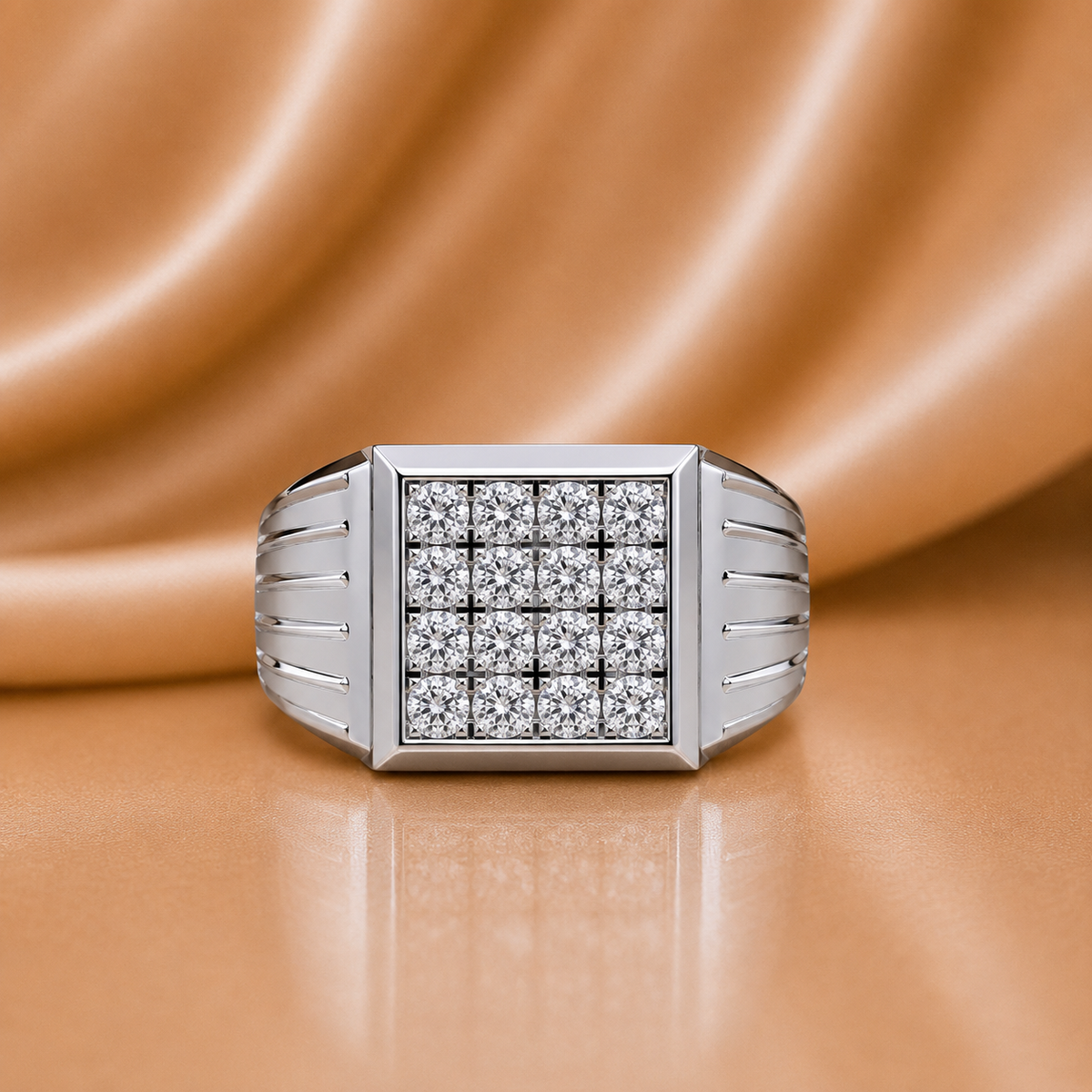 The Infinite Vow Men's Brilliantly Bold Square Cluster Diamond Engagement Band