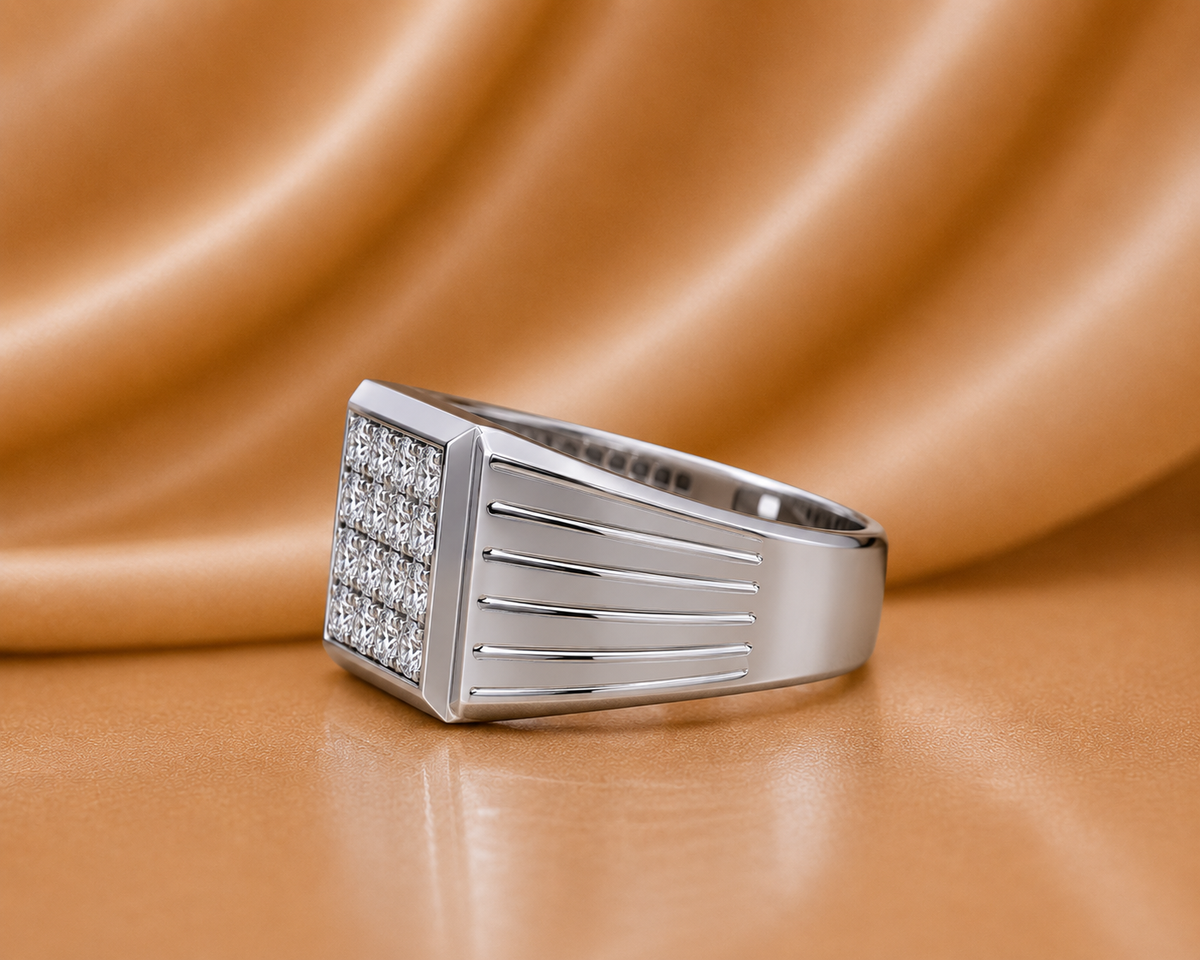 The Infinite Vow Men's Brilliantly Bold Square Cluster Diamond Engagement Band