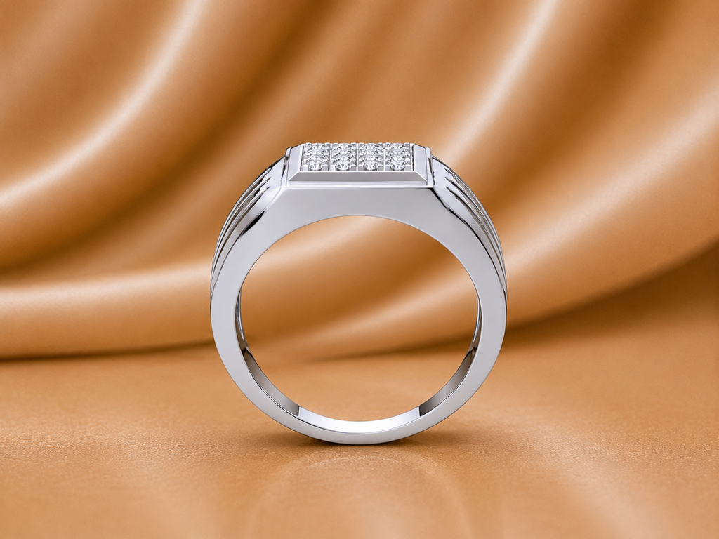 The Infinite Vow Men's Brilliantly Bold Square Cluster Diamond Engagement Band