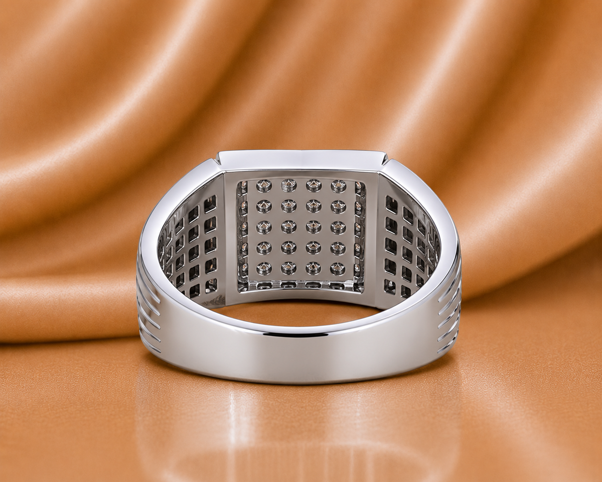 The Infinite Vow Men's Brilliantly Bold Square Cluster Diamond Engagement Band