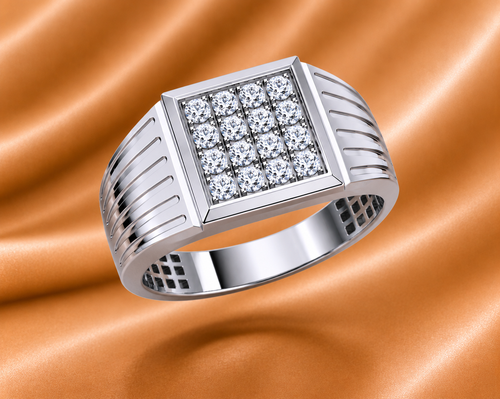 The Infinite Vow Men's Brilliantly Bold Square Cluster Diamond Engagement Band