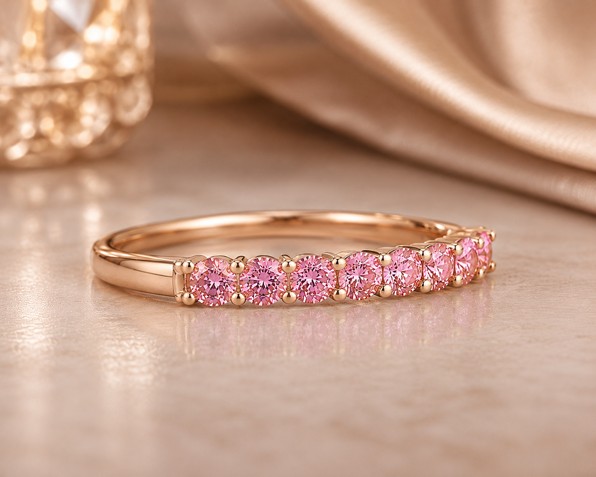 The Blush Eternity Rose Gold & Pink Diamond Half-Eternity Band