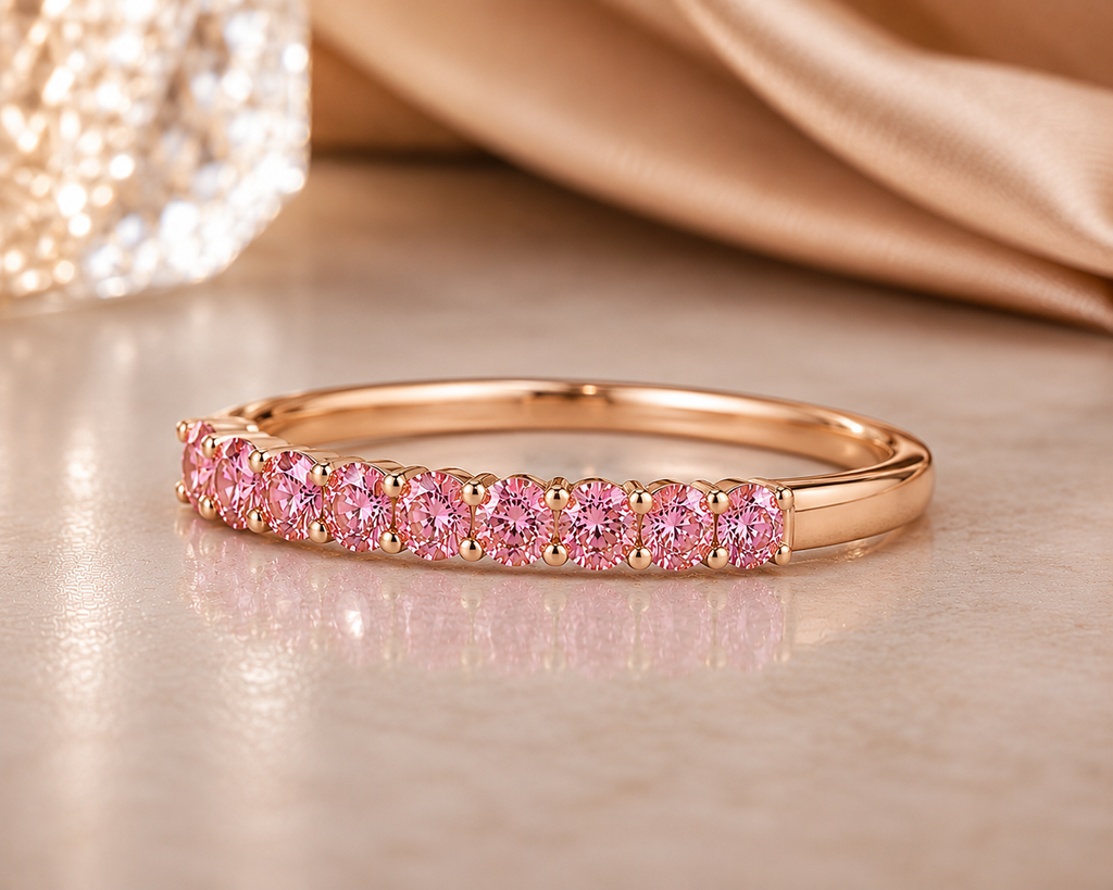The Blush Eternity Rose Gold & Pink Diamond Half-Eternity Band