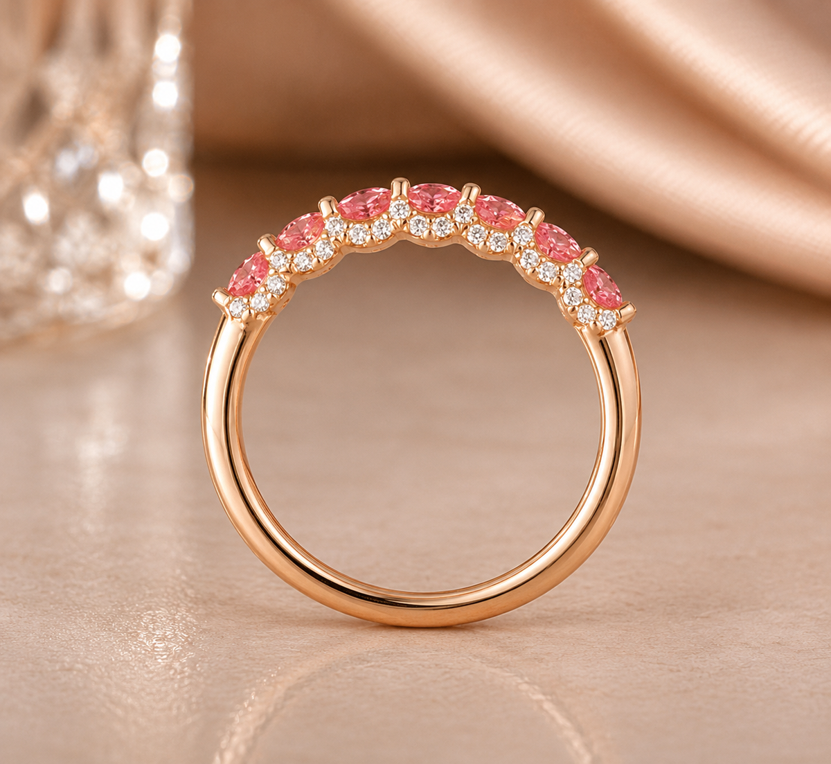 The Blush Eternity Rose Gold & Pink Diamond Half-Eternity Band