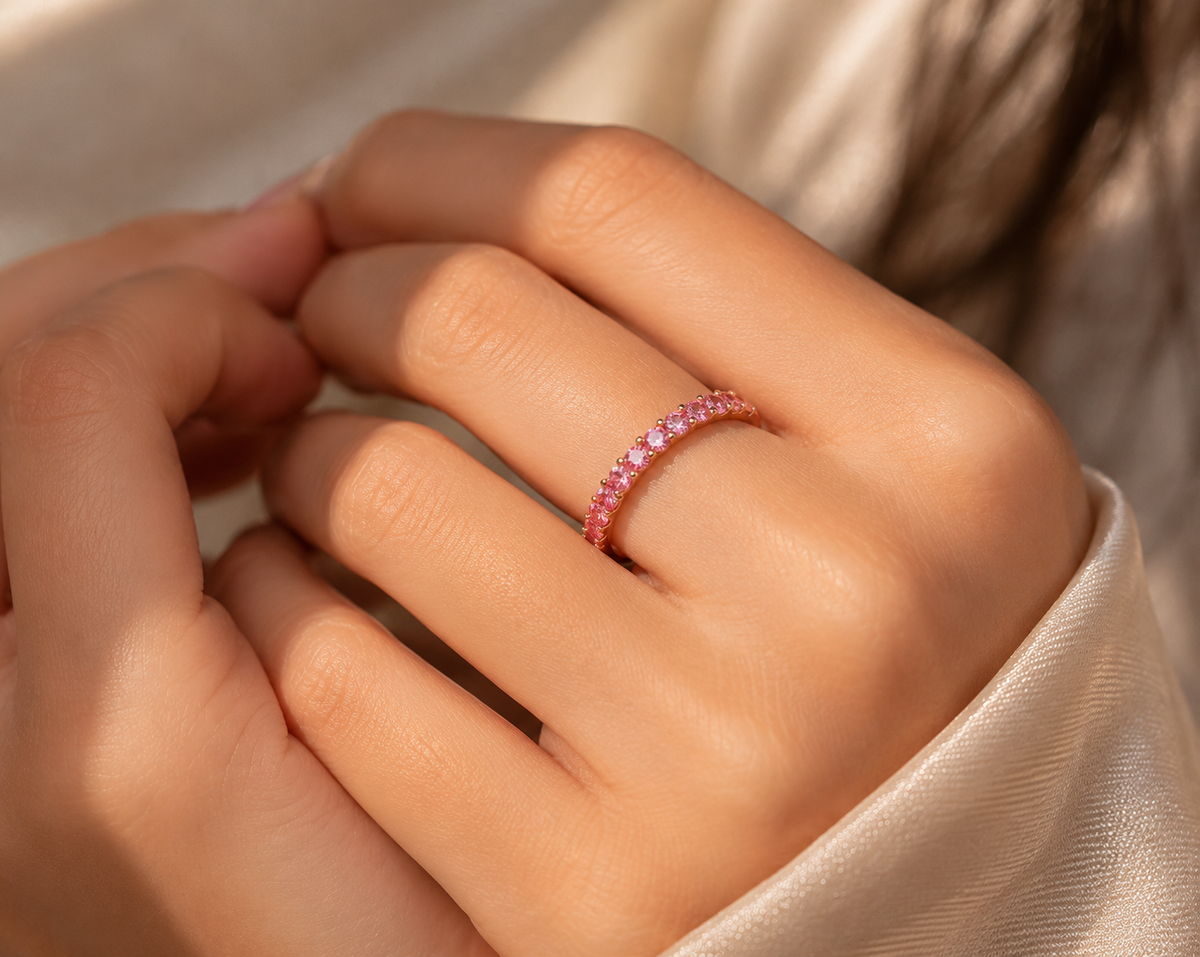 The Blush Eternity Rose Gold & Pink Diamond Half-Eternity Band