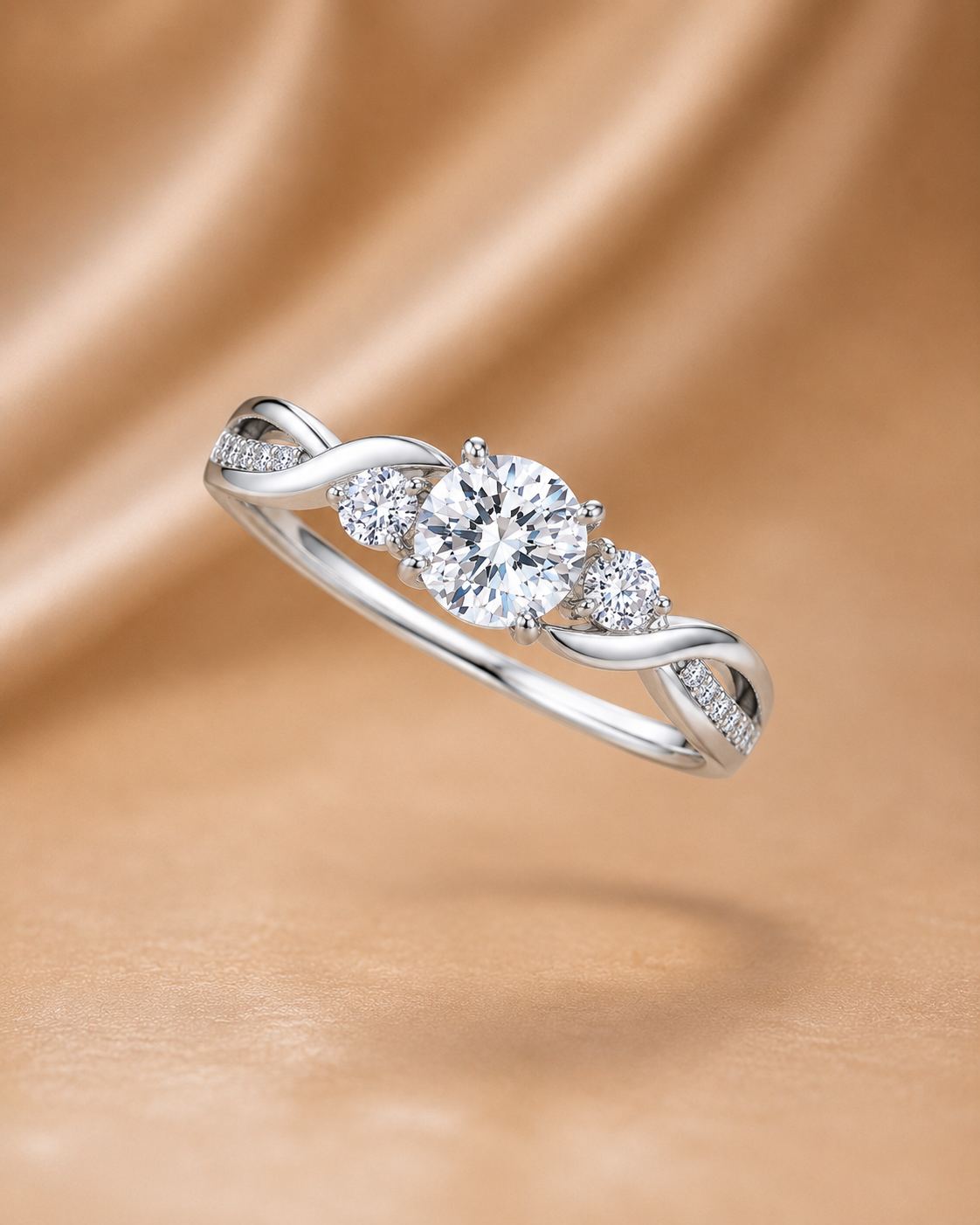 Brilliant Round Three-Stone Infinity Ring