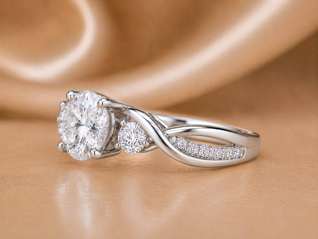 Brilliant Round Three-Stone Infinity Ring