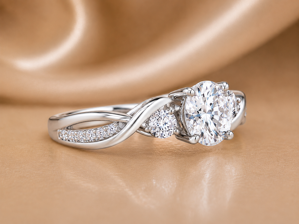 Brilliant Round Three-Stone Infinity Ring