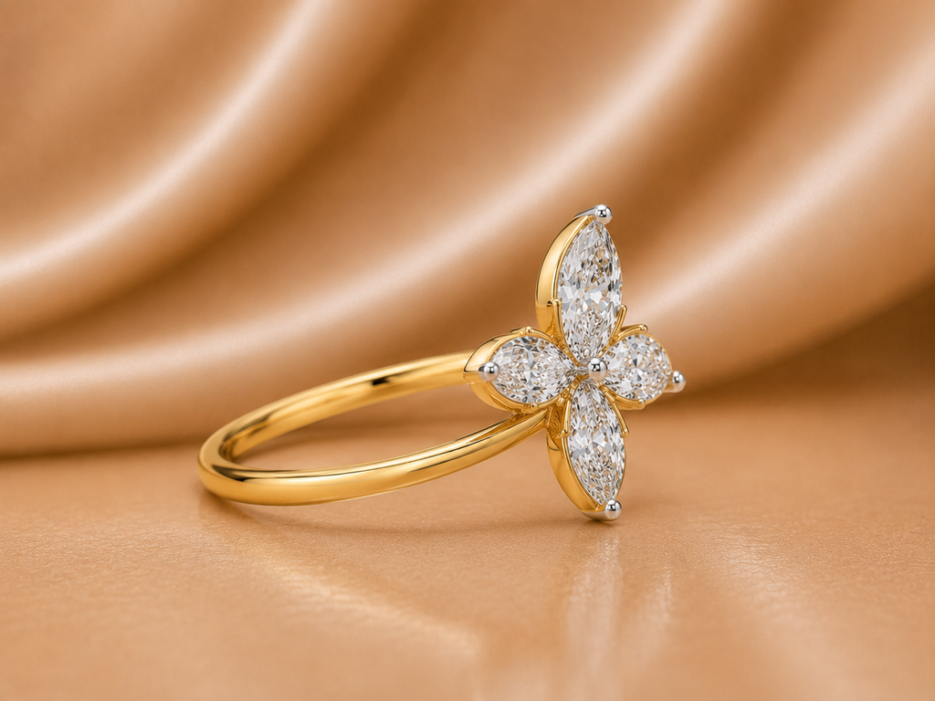Delicate Gold & Diamond Butterfly Ring