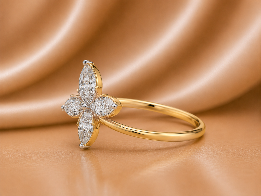 Delicate Gold & Diamond Butterfly Ring