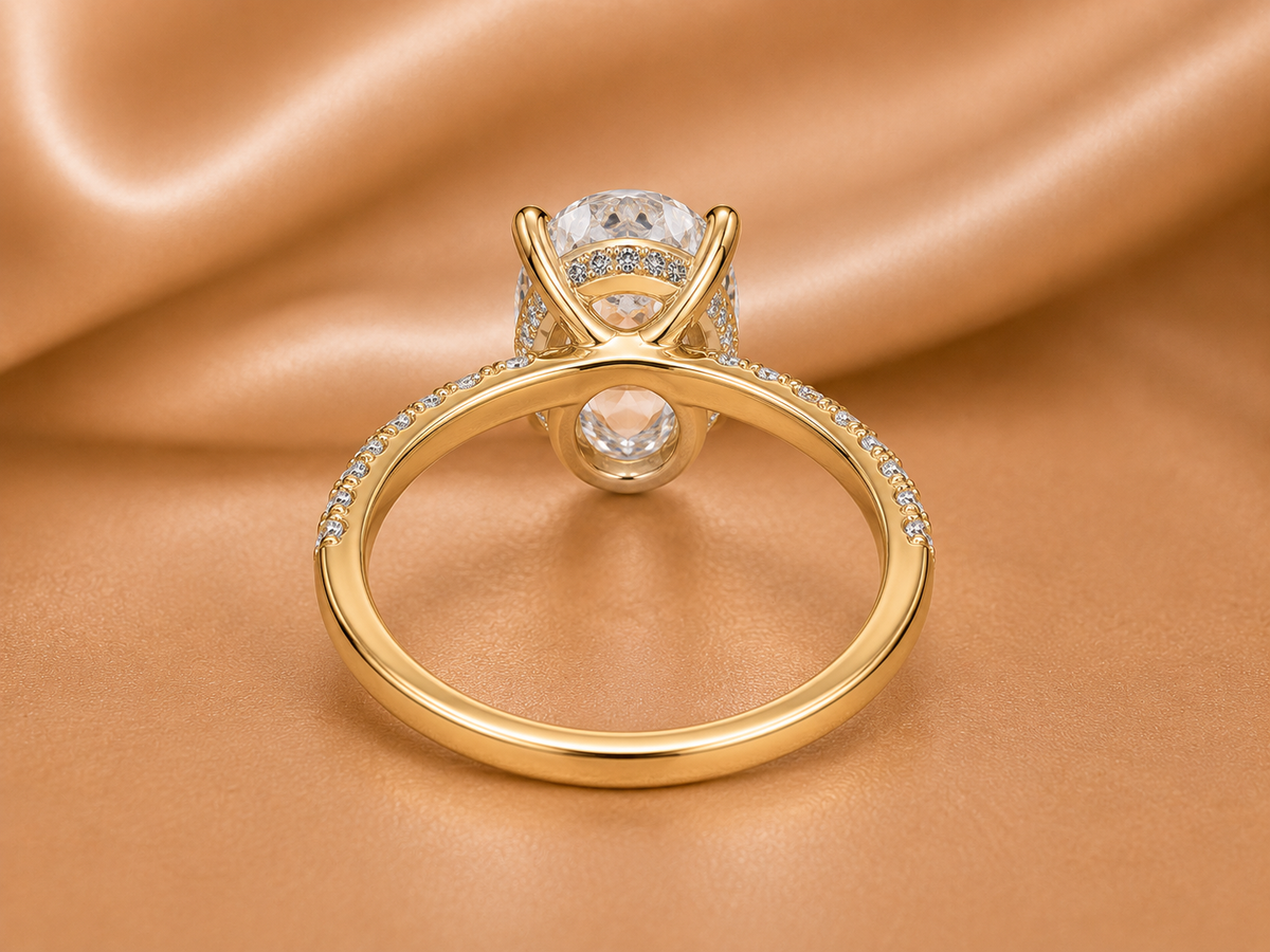 Certified Oval Cut Diamond Engagement Ring with Pavé Setting