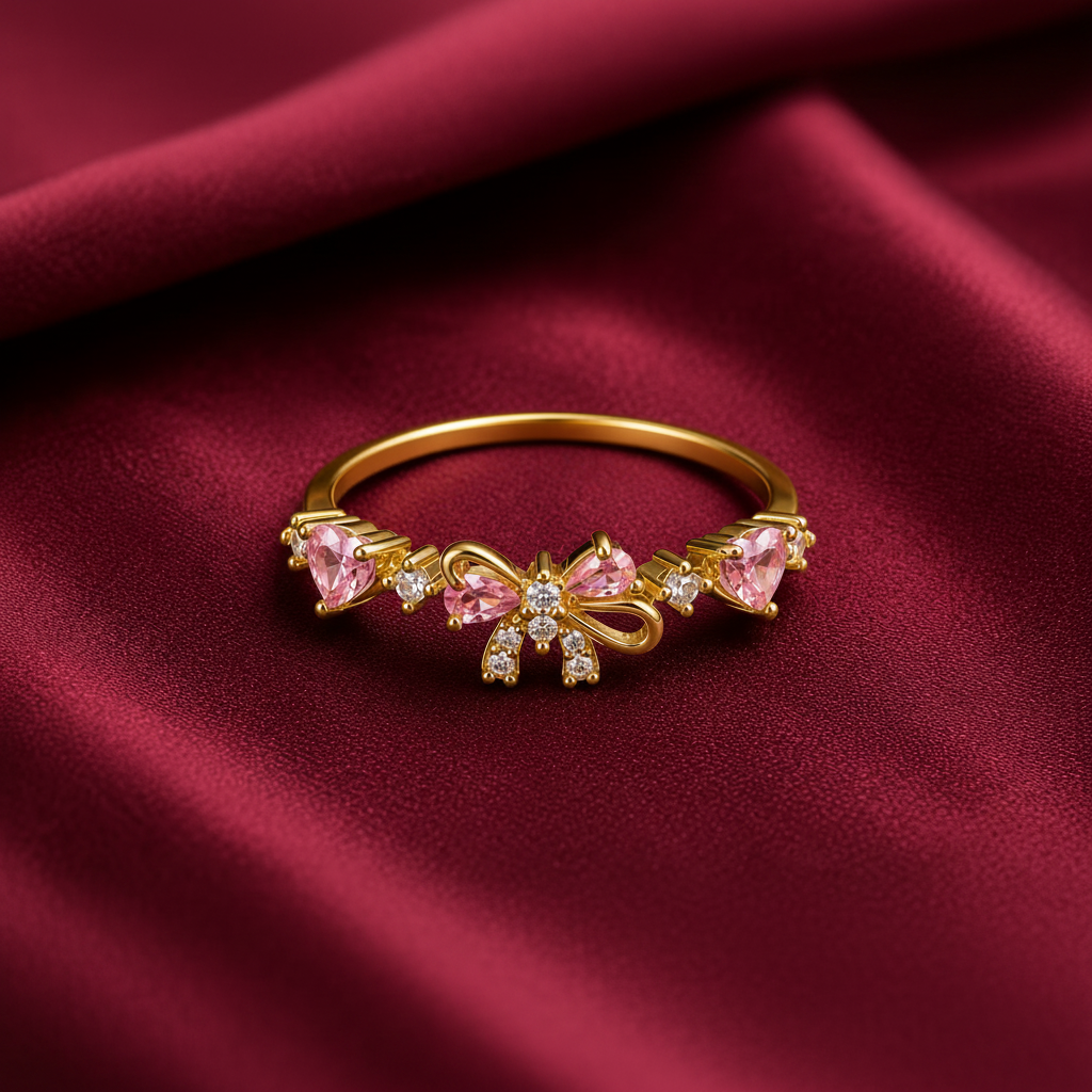 Pink Heart & Bow Promise Ring