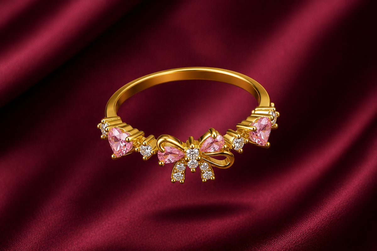 Pink Heart & Bow Promise Ring