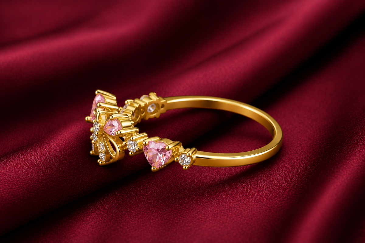 Pink Heart & Bow Promise Ring
