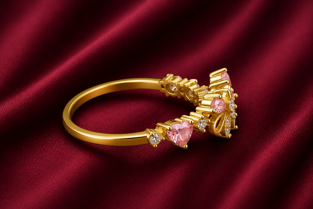 Pink Heart & Bow Promise Ring