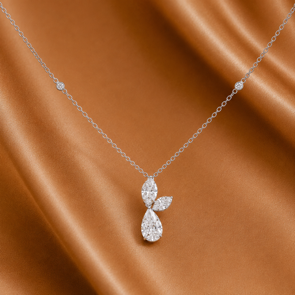 The Crystal Flora Pear Drop Diamond Necklace