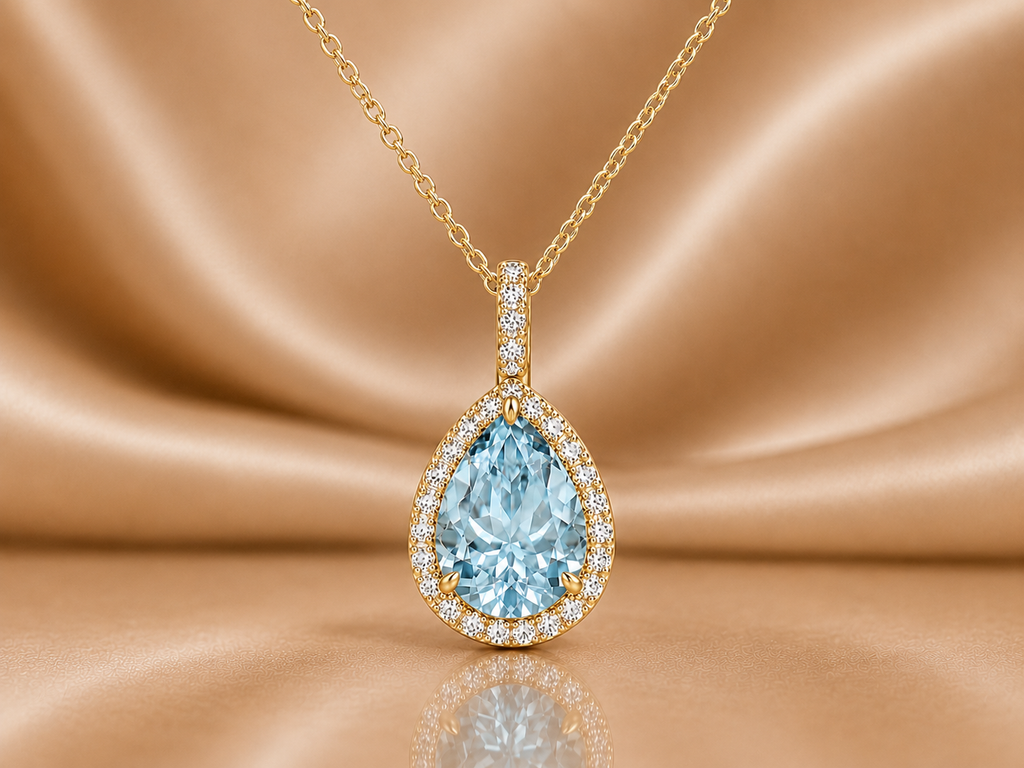 Vintage-Inspired Pear Drop Pendant with Brilliant Diamond Halo