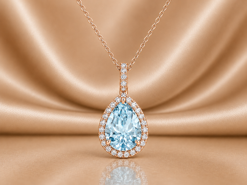 Vintage-Inspired Pear Drop Pendant with Brilliant Diamond Halo