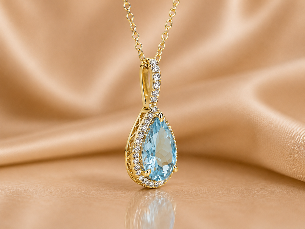 Vintage-Inspired Pear Drop Pendant with Brilliant Diamond Halo