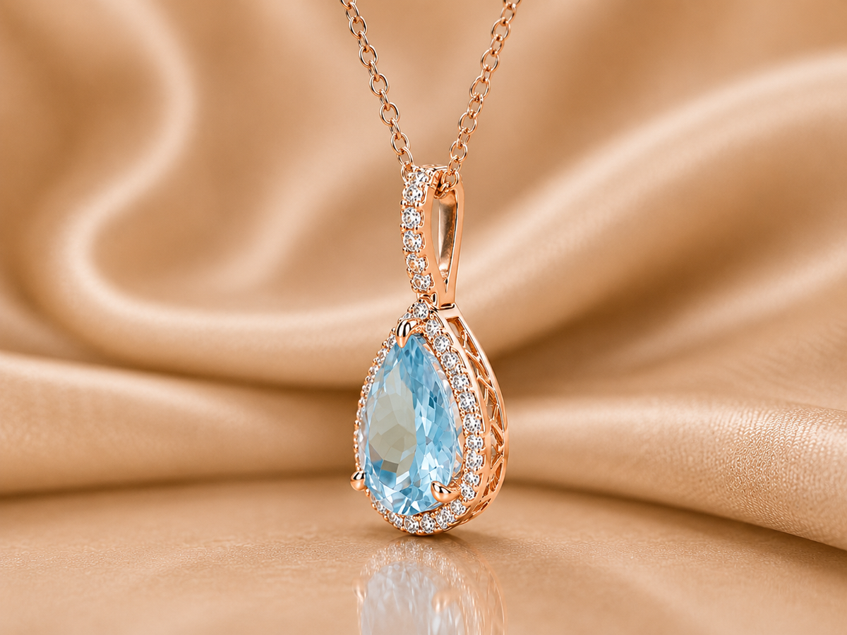 Vintage-Inspired Pear Drop Pendant with Brilliant Diamond Halo