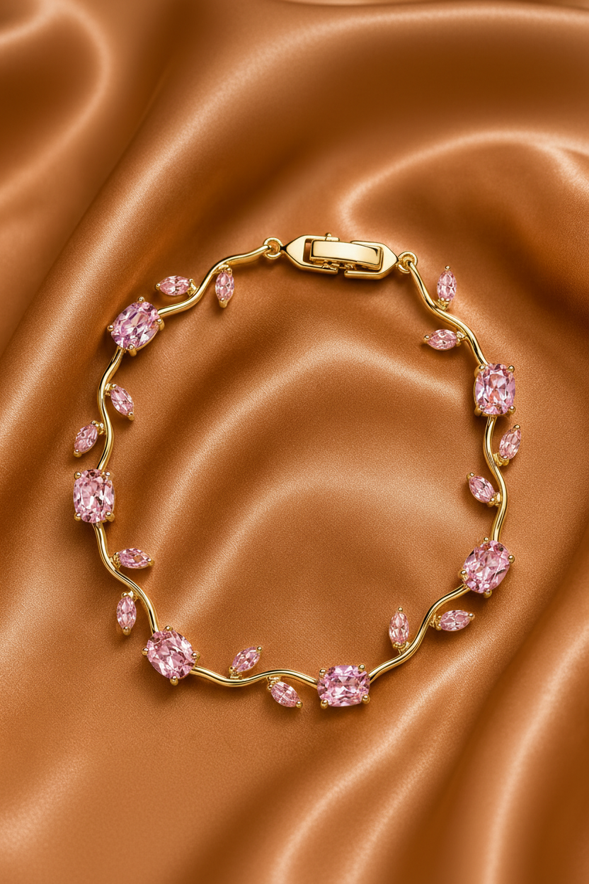 The Pink Flora Vine Bracelet by Novastella Jewels