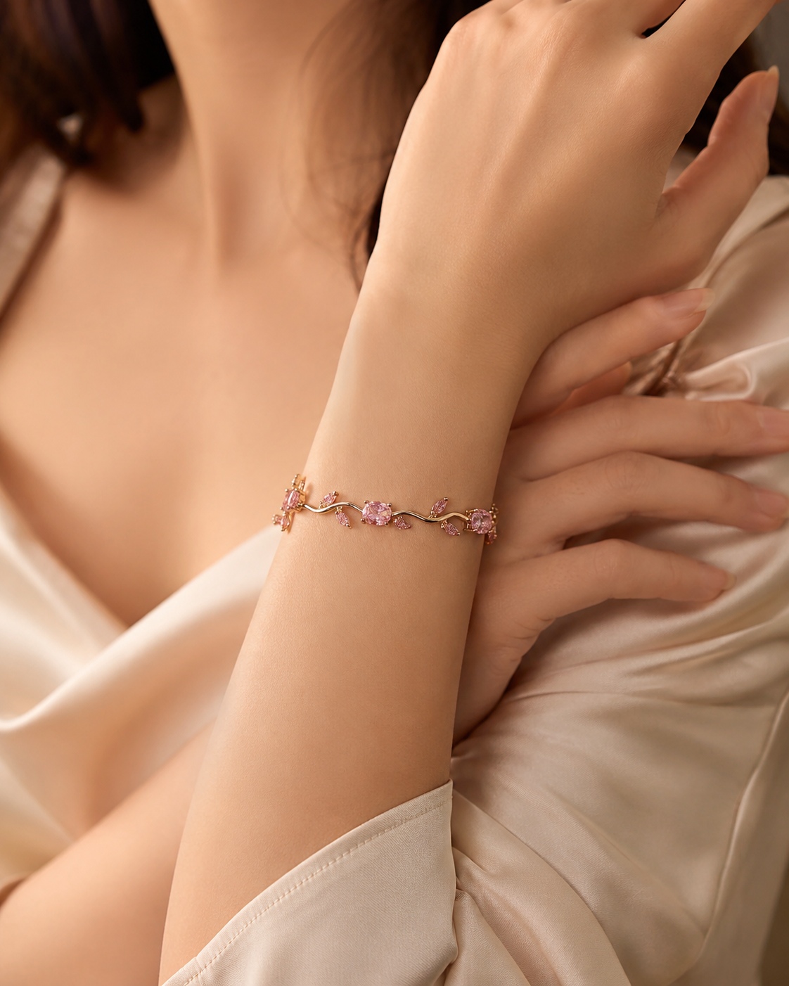 The Pink Flora Vine Bracelet by Novastella Jewels