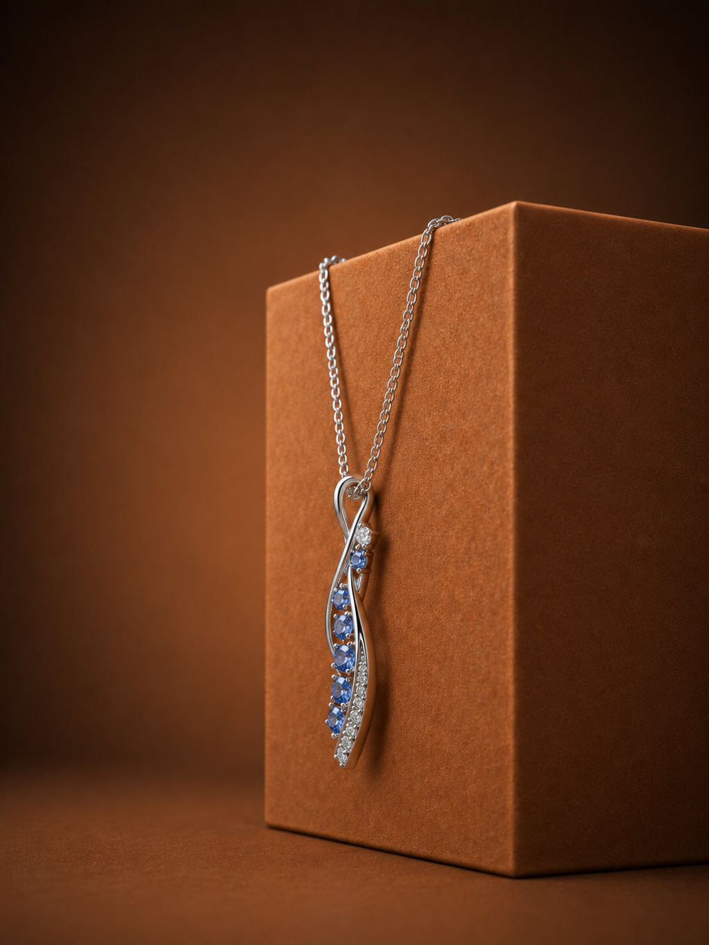 Ethereal Wave Sapphire & Diamond Pendant