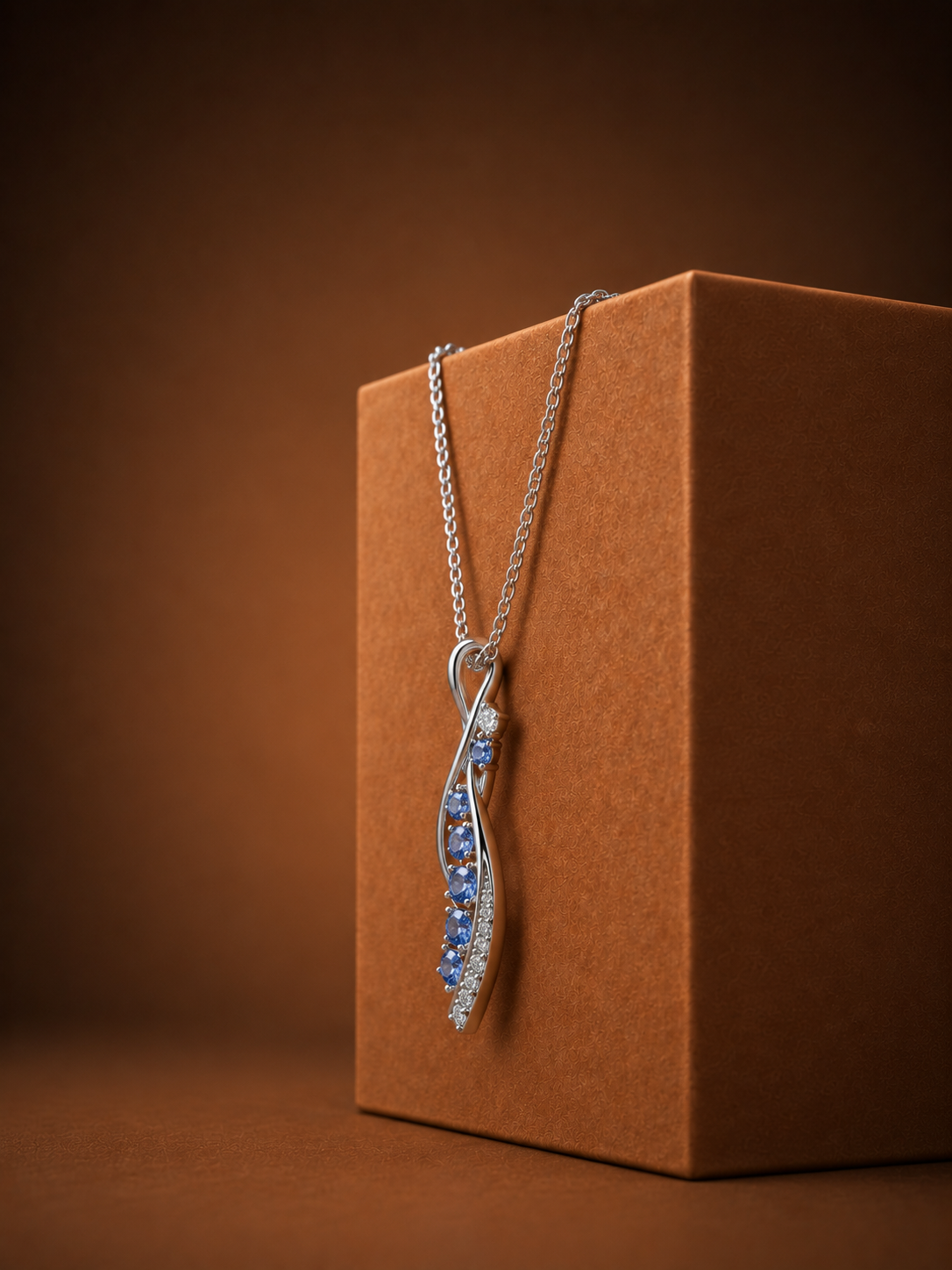 Ethereal Wave Sapphire & Diamond Pendant