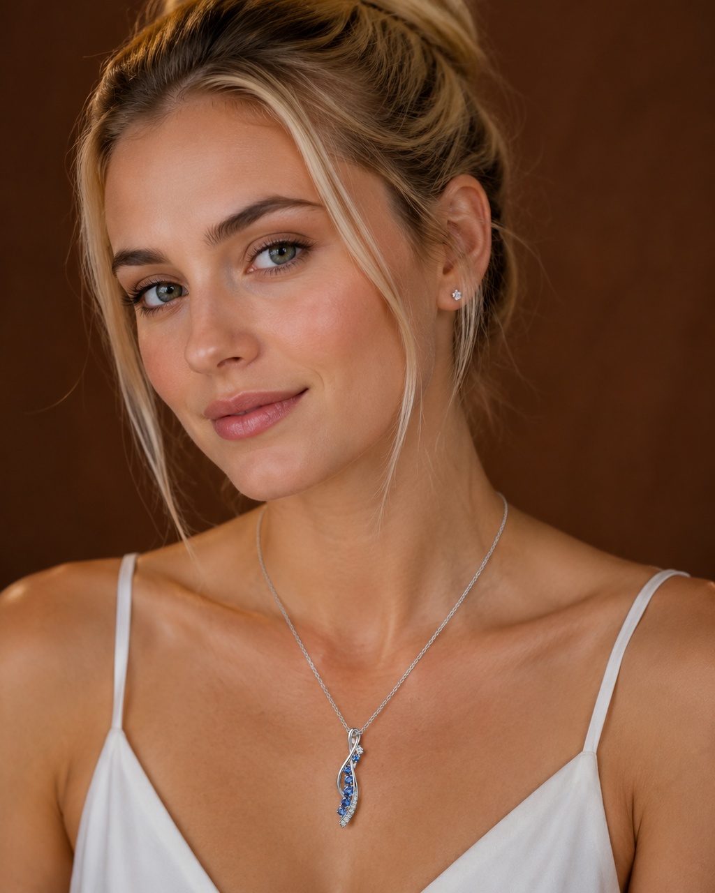 Ethereal Wave Sapphire & Diamond Pendant