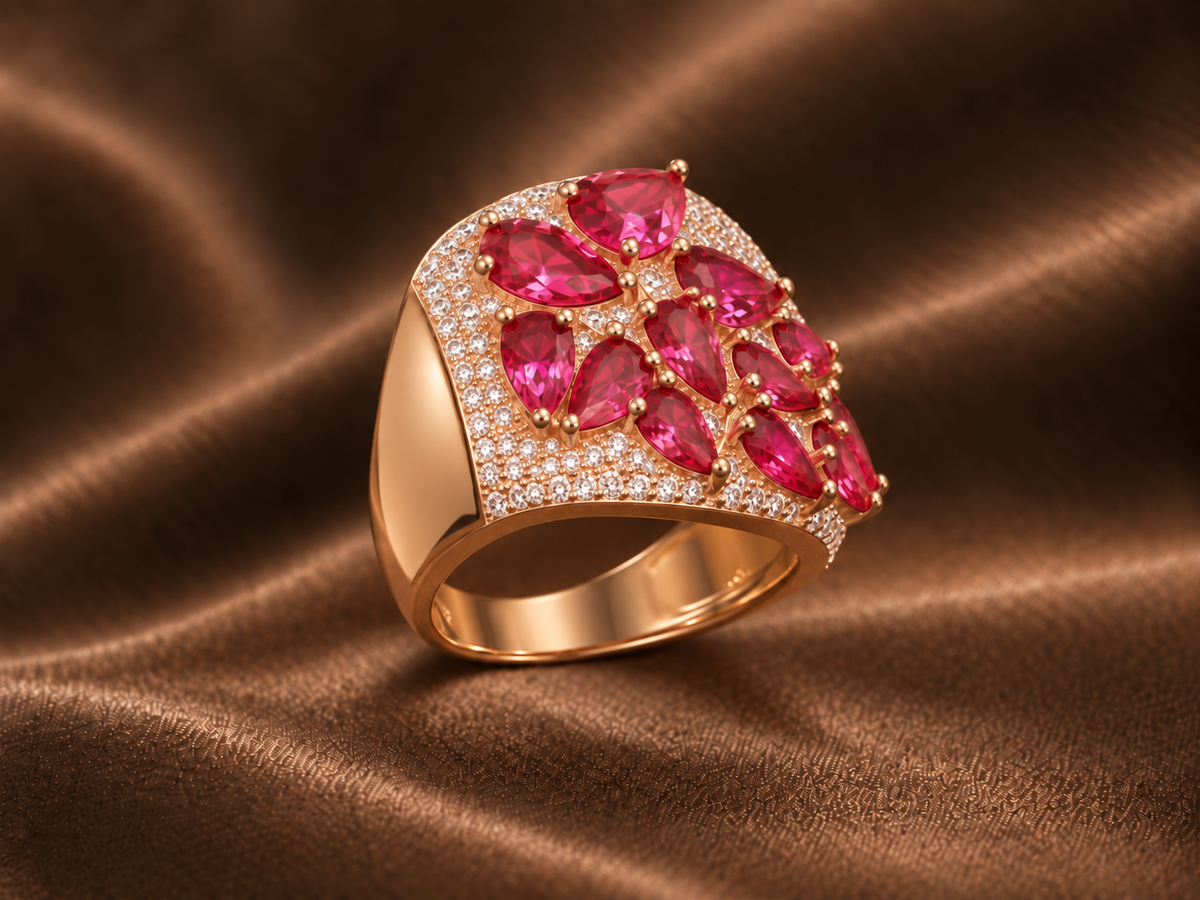The Valentina Crimson Cluster Statement Ring