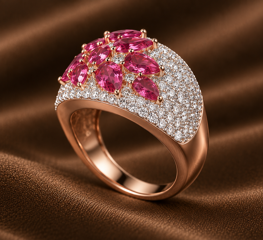 The Valentina Crimson Cluster Statement Ring