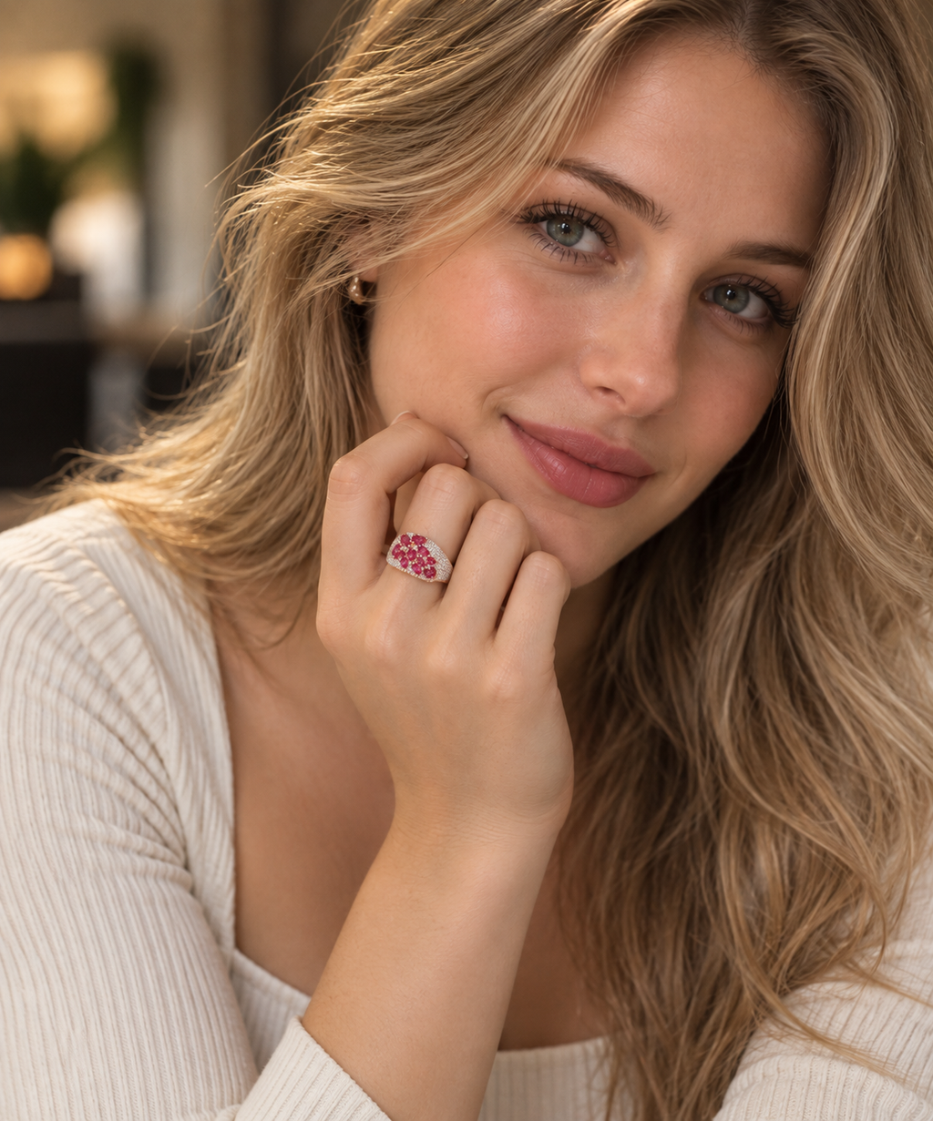 The Valentina Crimson Cluster Statement Ring
