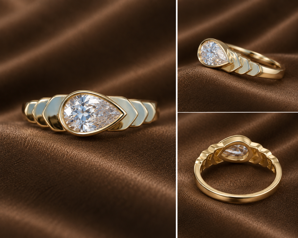 The Chevron Pear Bezel Ring