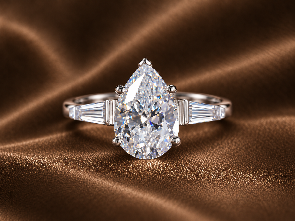 The Heirloom Pear & Baguette Ring