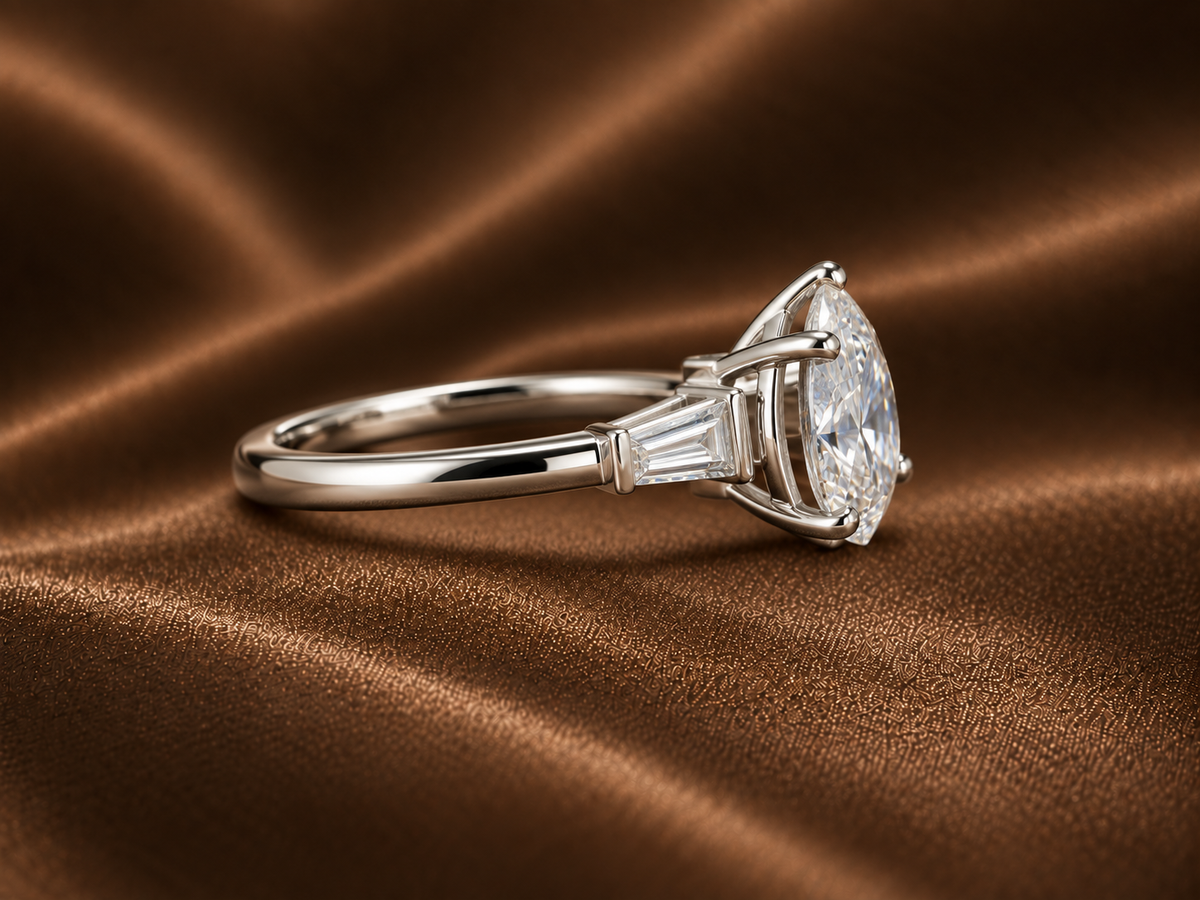 The Heirloom Pear & Baguette Ring