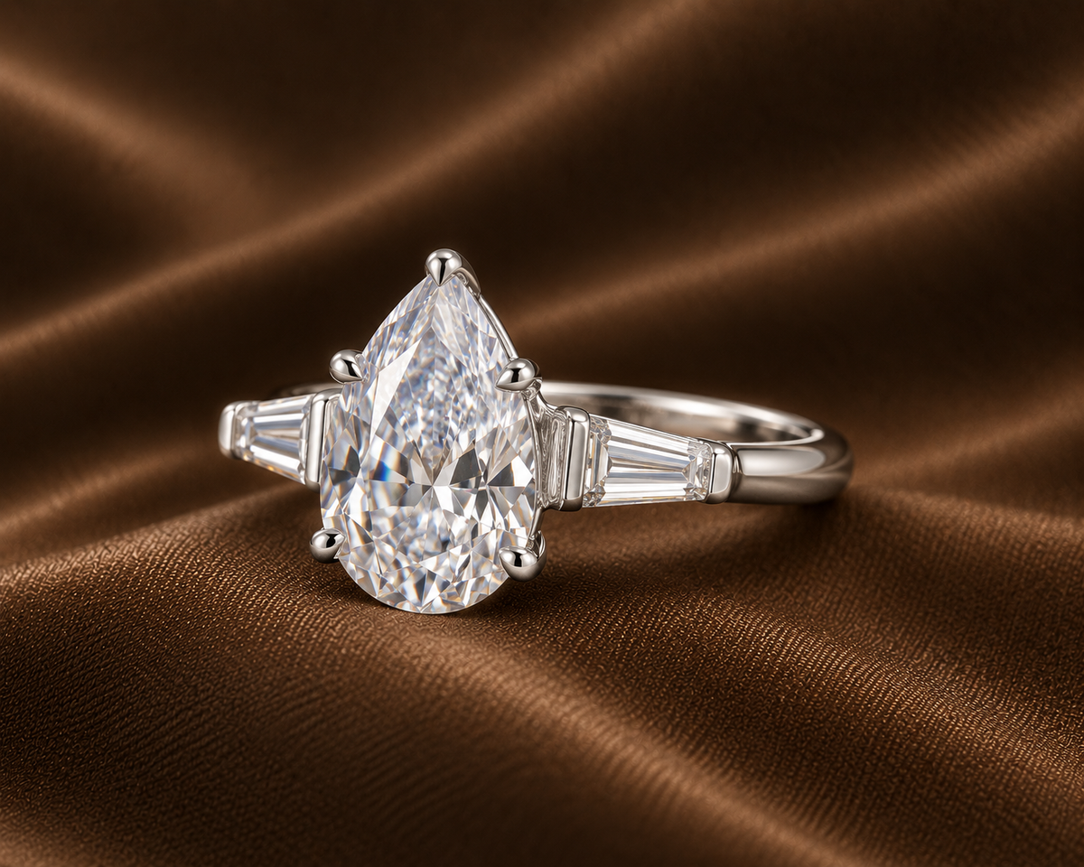 The Heirloom Pear & Baguette Ring