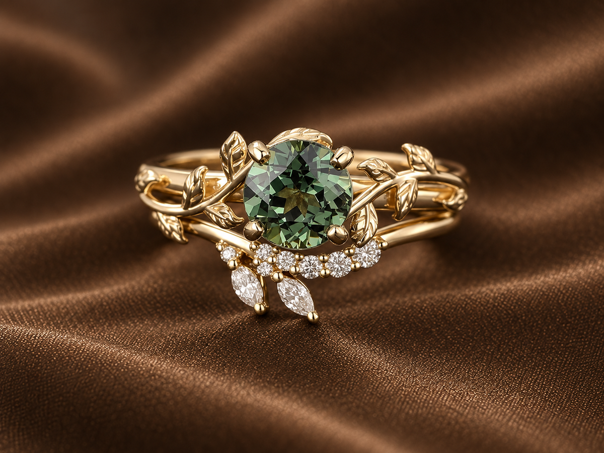 The Evergreen Solitaire & Curved Diamond Band Set