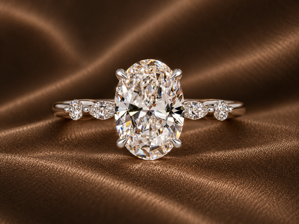 The Signature Oval Solitaire | Delicate Accent Band