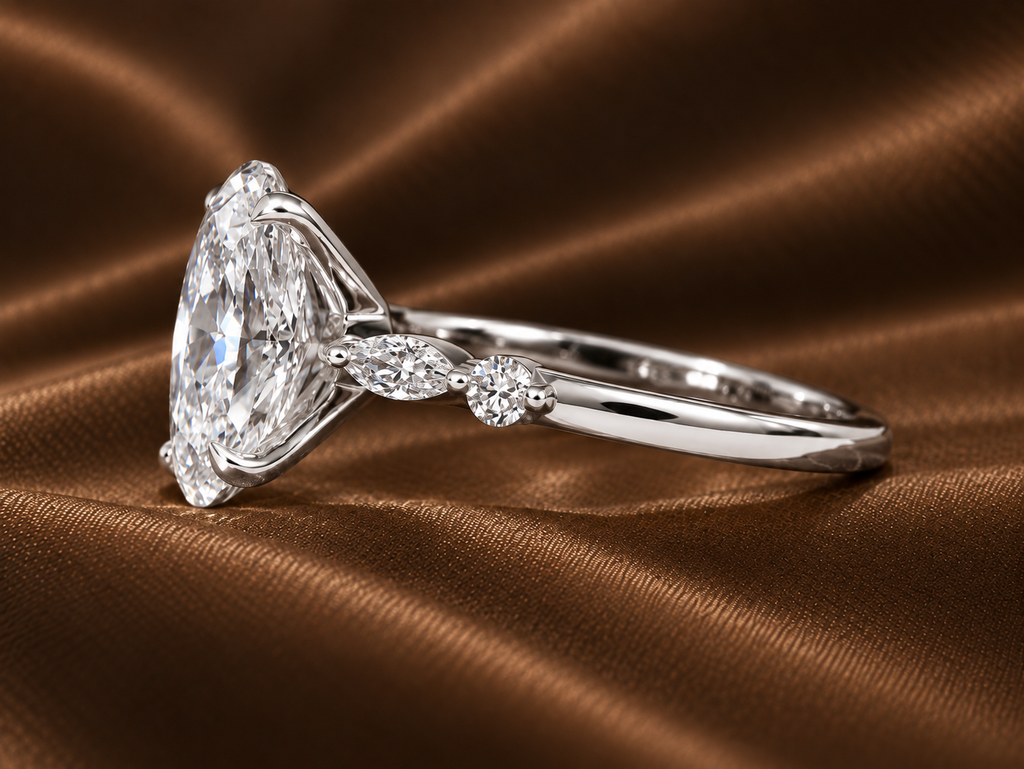 The Signature Oval Solitaire | Delicate Accent Band