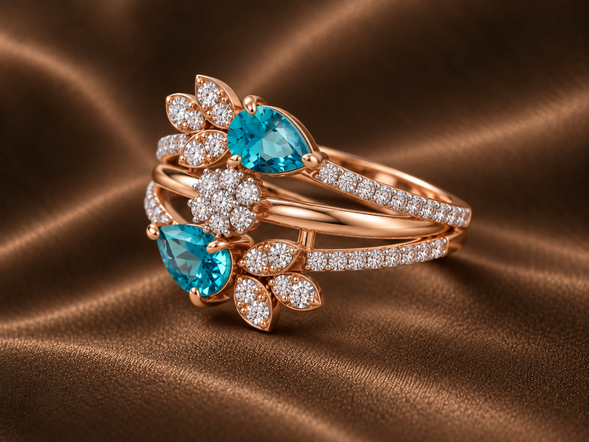 The Ethereal Twin Pear Floral Ring